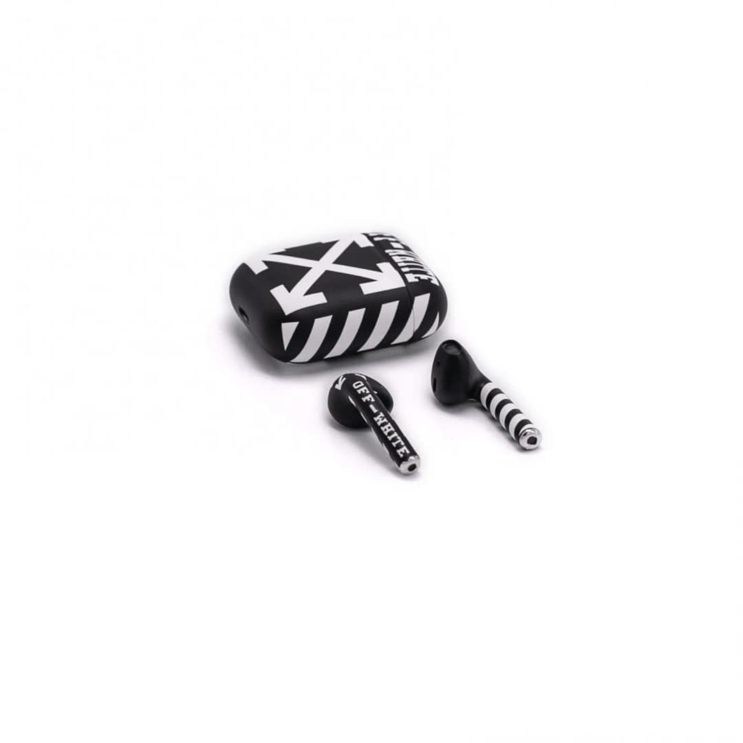 Наушники Apple AirPods 2 Color Total Off-White Black White, Off-White Чёрно-белые — фото 3