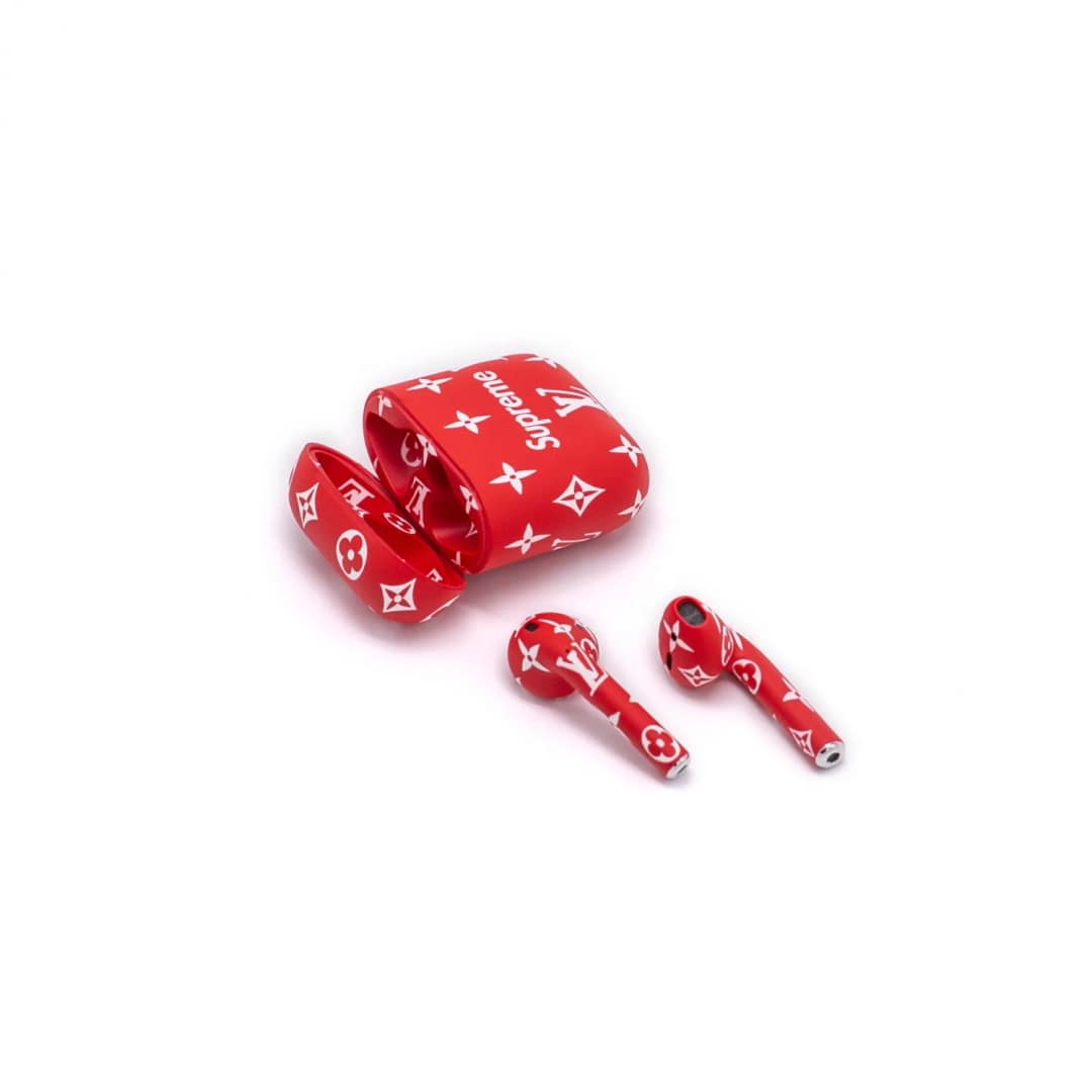 Наушники Apple AirPods 2 Color Total L V Supreme Red Matte, L V Supreme красный — фото 4
