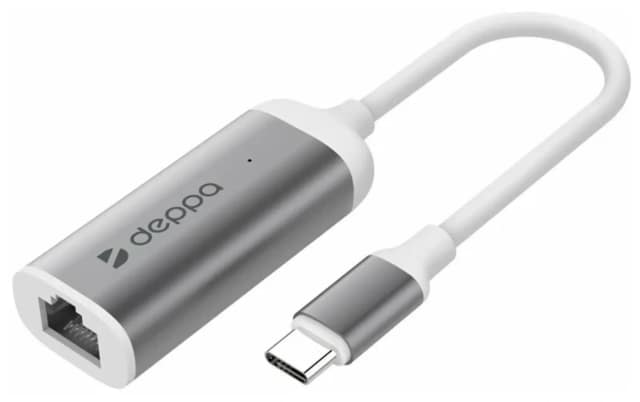 Адаптер Deppa USB Type-C - Gigabit Ethernet, Gray