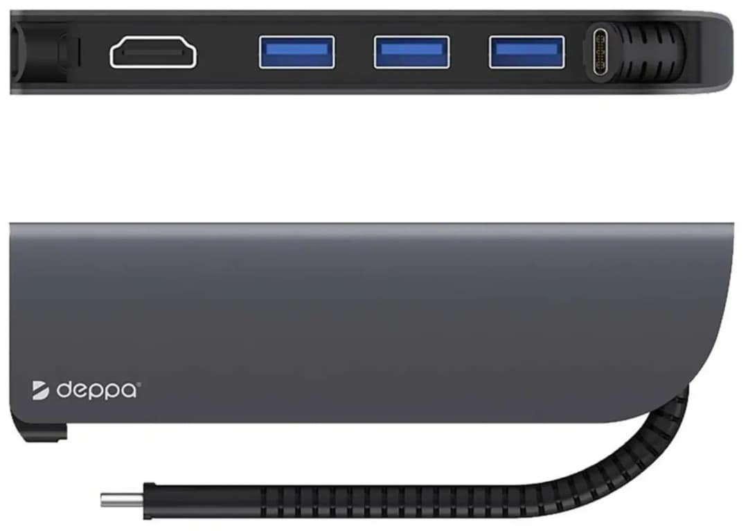 Хаб Deppa USB-C 5 в 1 Space, Gray — фото 2