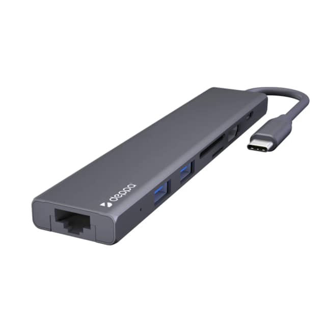 Хаб Deppa USB-C 7 в 1 Space, Gray