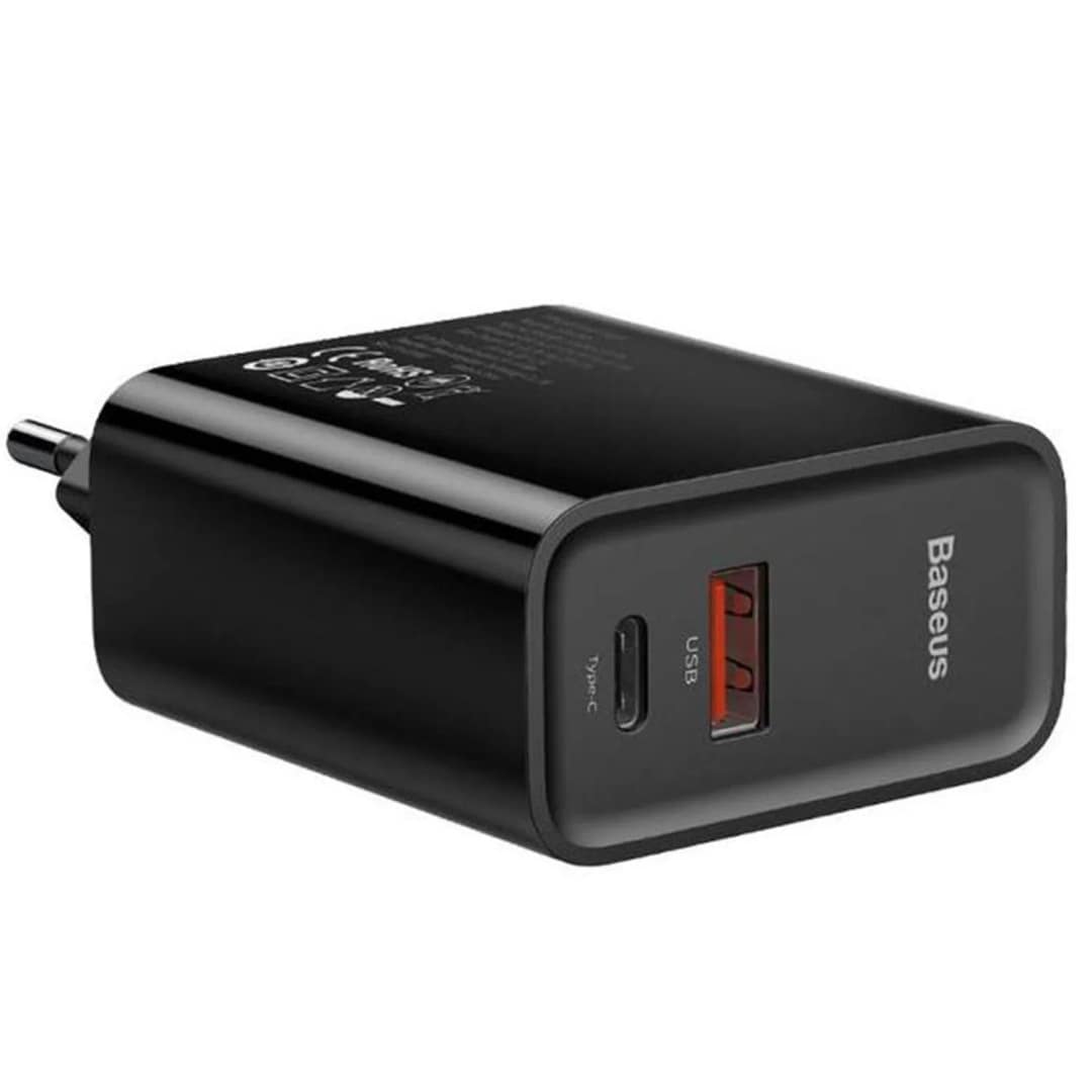 Сетевое зарядное устройство Baseus 20W USB-A USB-C CCFS-C01, Black — фото 2