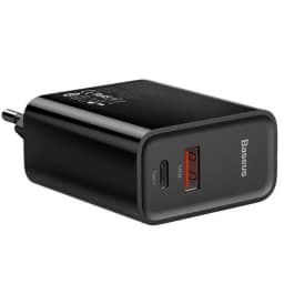 Сетевое зарядное устройство Baseus 20W USB-A USB-C CCFS-C01, Black — фото 2