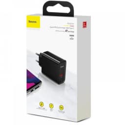 Сетевое зарядное устройство Baseus 20W USB-A USB-C CCFS-C01, Black — фото 3