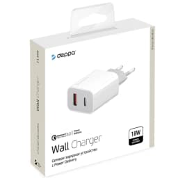 Сетевое зарядное устройство Deppa 18W USB-A USB-C 11399, White — фото 2