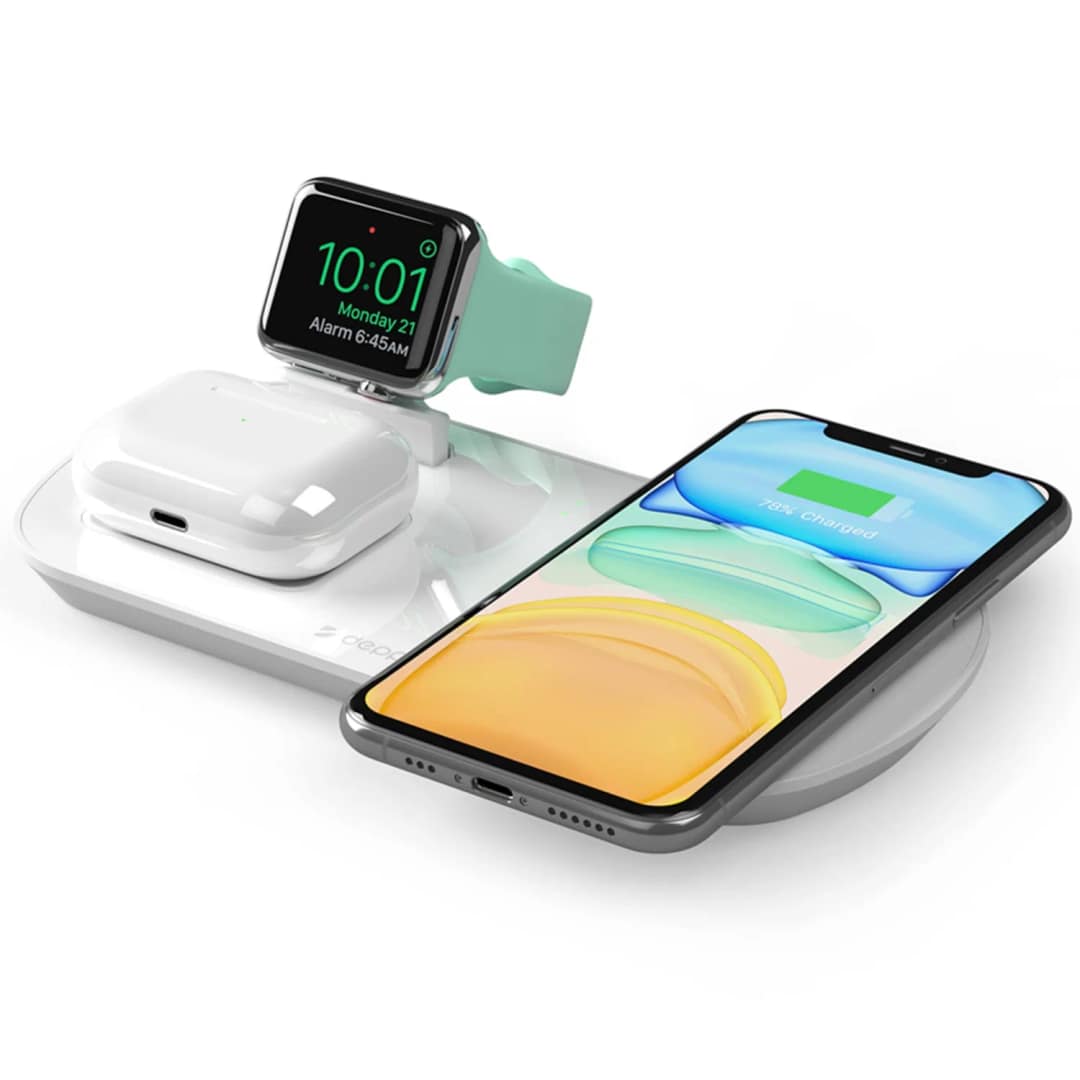 Беспроводное зарядное устройство Deppa 17.5W iPhone Apple Watch Airpods 24010, White — фото 2