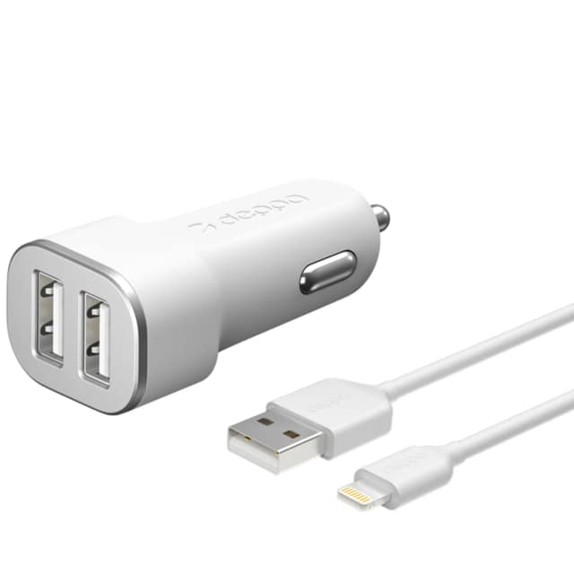 Автомобильное зарядное устройство Deppa 24W USB-A 11291, White