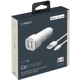 Автомобильное зарядное устройство Deppa 24W USB-A 11291, White — фото 2