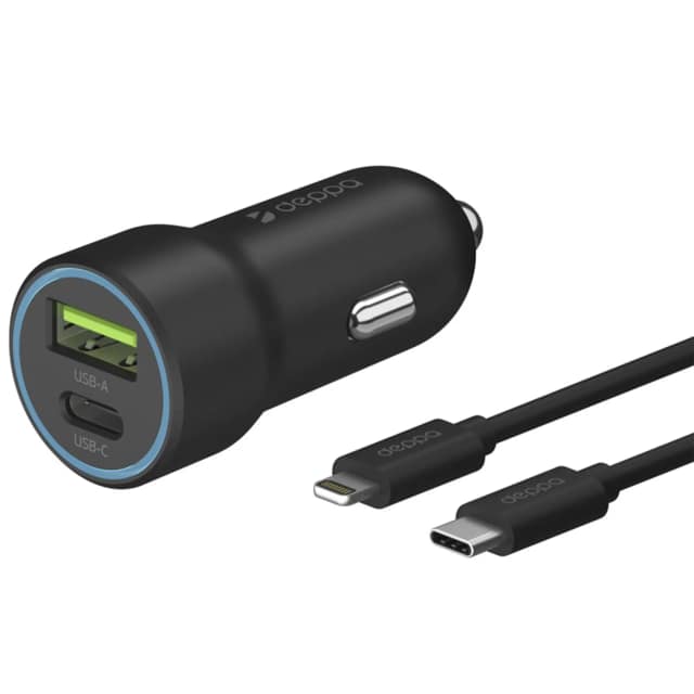 Автомобильное зарядное устройство Deppa 20W USB-A USB-C 11297, Black