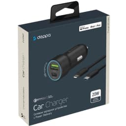 Автомобильное зарядное устройство Deppa 20W USB-A USB-C 11297, Black — фото 2