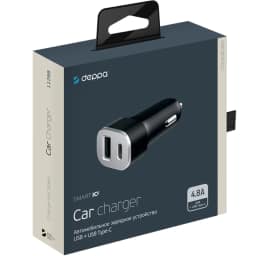 Автомобильное зарядное устройство Deppa 20W USB-A USB-C 1288, Black — фото 2
