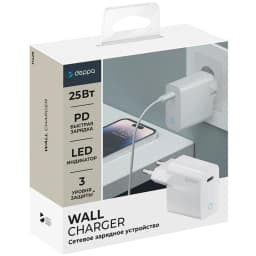Сетевое зарядное устройство Deppa 25W USB-C 11428, White — фото 2