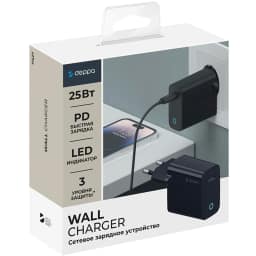 Сетевое зарядное устройство Deppa 25W USB-C 11427, Black — фото 2