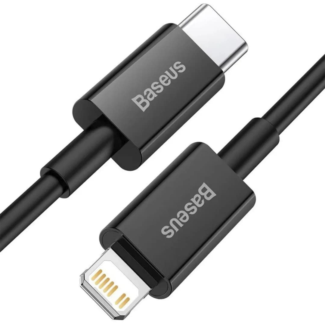 Кабель Baseus USB-C Lightning 20W 1m CATLYS-A01 Black, Черный — фото 2