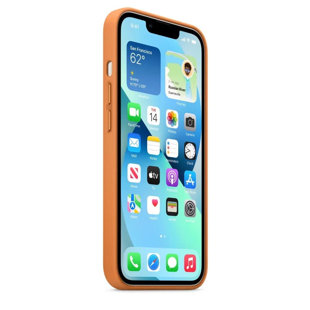 Кожаный чехол Apple MagSafe для iPhone 13 Golden Ocher, Orange — фото 3