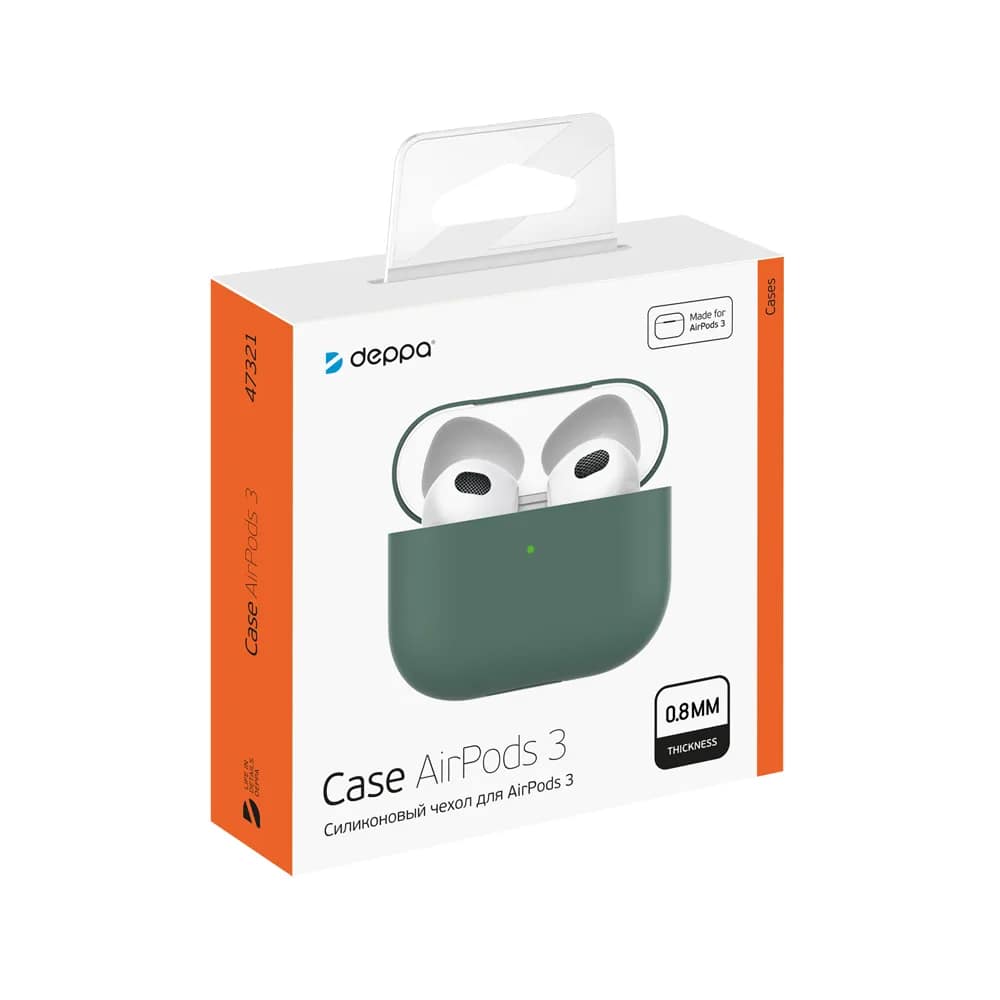 Силиконовый чехол Deppa для AirPods 3 Green, Olive — фото 2