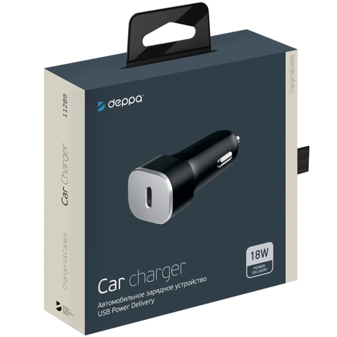 Автомобильное зарядное устройство Deppa 18W USB-C 11289, Black — фото 2
