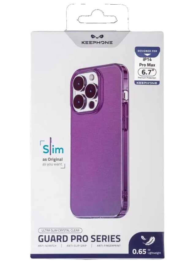 Чехол прозрачный Keephone для iPhone 14 Pro Max Guard Pro Series Ultra Slim Crystal Clear, Violet