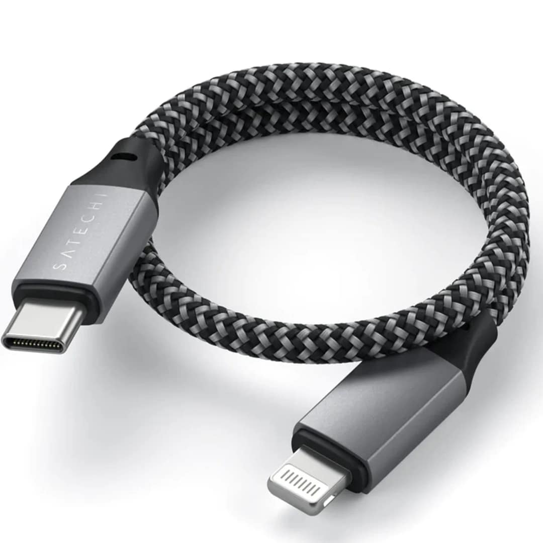 Кабель Satechi USB-C Lightning 0 25m ST-TCL10M Space Grey, Серый — фото 2