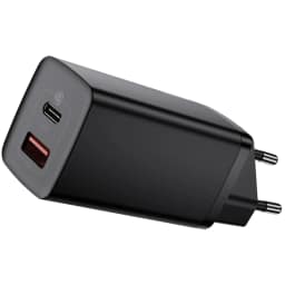Сетевое зарядное устройство Baseus 65W USB-A USB-C CCGAN2L-B01, Black — фото 1