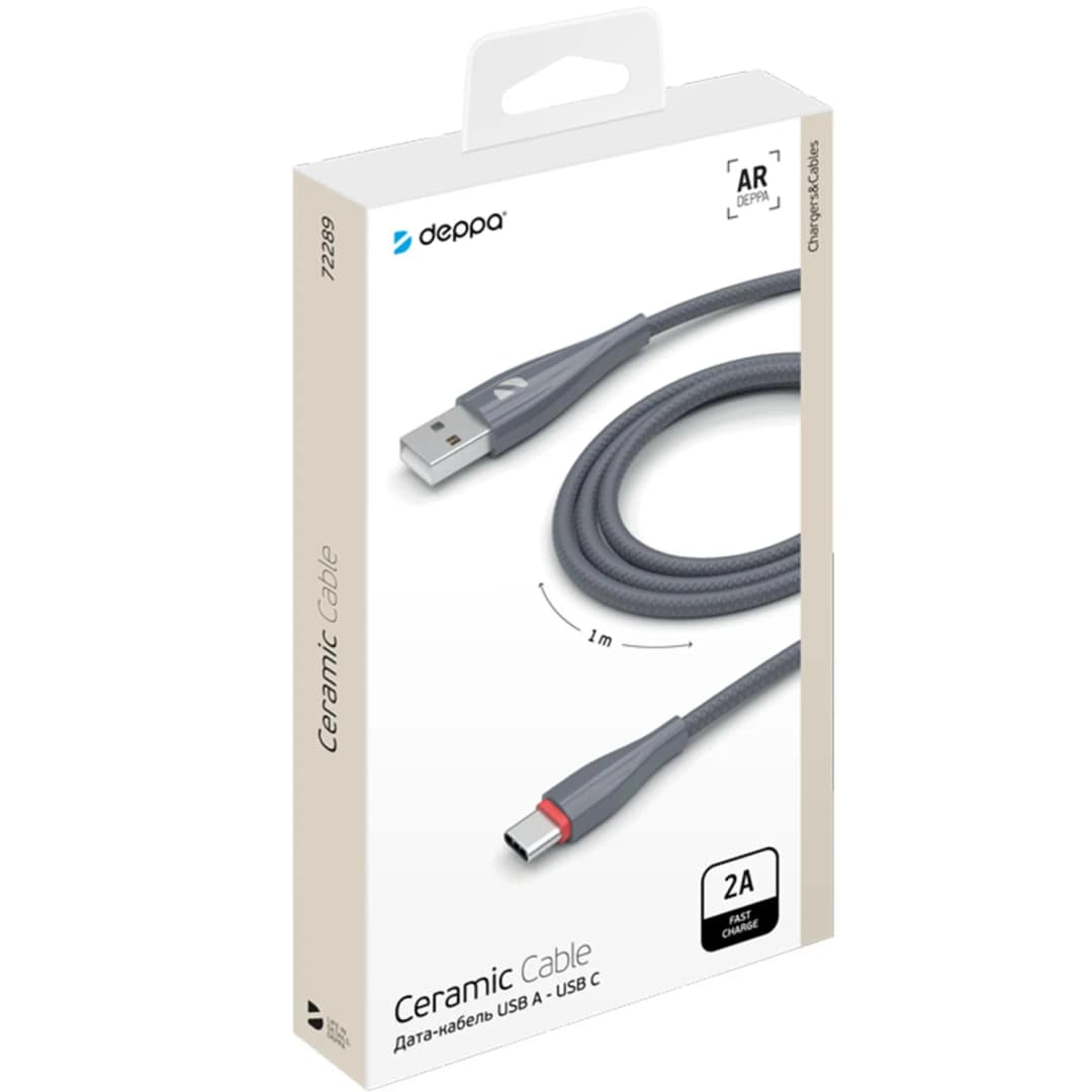 Кабель Deppa USB-C USB-A 1m 72289 Gray — фото 3