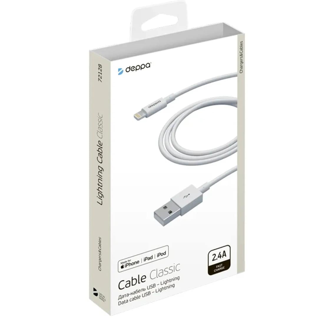 Кабель Deppa USB-A Lightning 1 2m 72128 White — фото 2