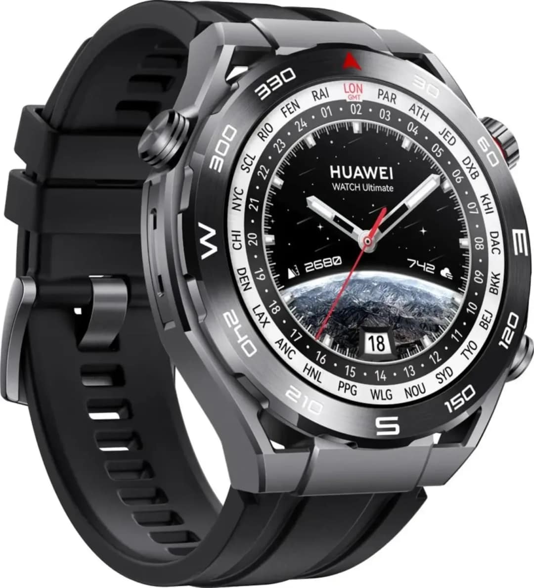 Смарт-часы Huawei Watch Ultimate 48mm Black HNBR Strap, Черный — фото 2