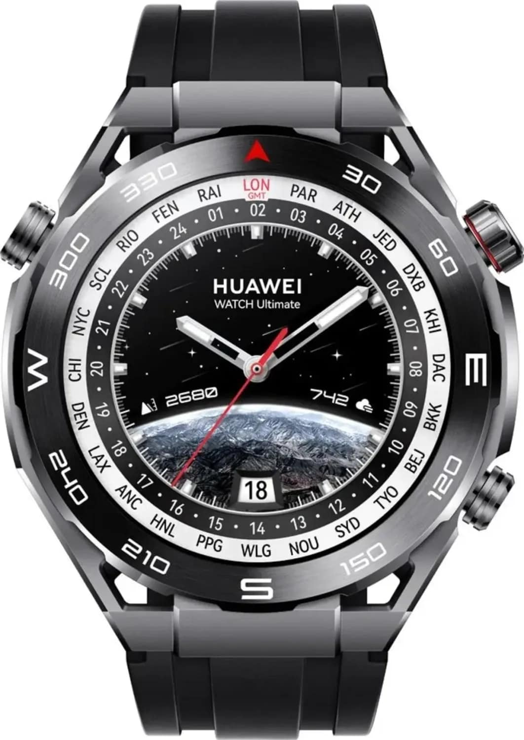 Смарт-часы Huawei Watch Ultimate 48mm Black HNBR Strap, Черный — фото 3