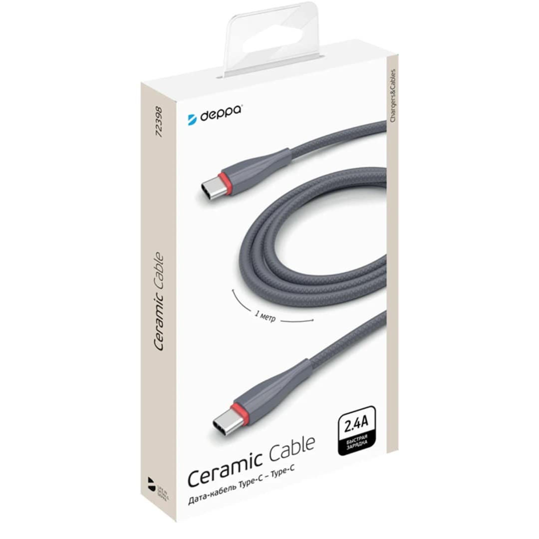 Кабель Deppa USB-C USB-C 1m 72398 Gray, Серый — фото 2