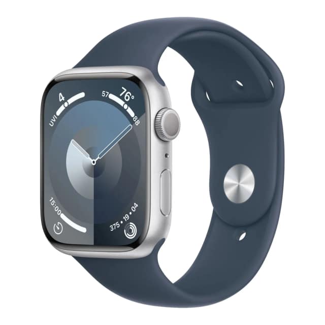 Смарт-часы Apple Watch Series 9 41mm Silver Aluminum Case with Storm Blue Sport Band S M, Синий