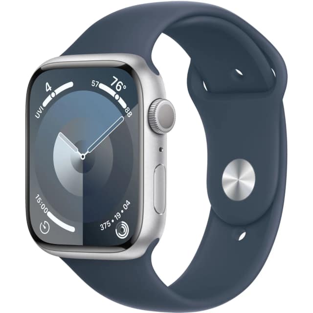 Смарт-часы Apple Watch Series 9 45mm Silver Aluminum Case with Storm Blue Sport Band S M, Синий