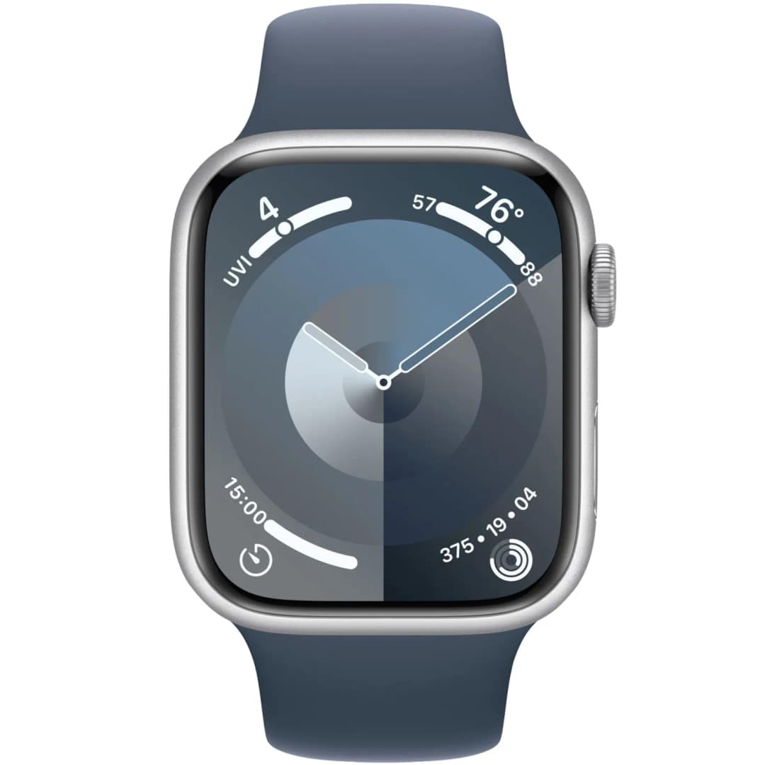 Смарт-часы Apple Watch Series 9 45mm Silver Aluminum Case with Storm Blue Sport Band S M, Синий — фото 3