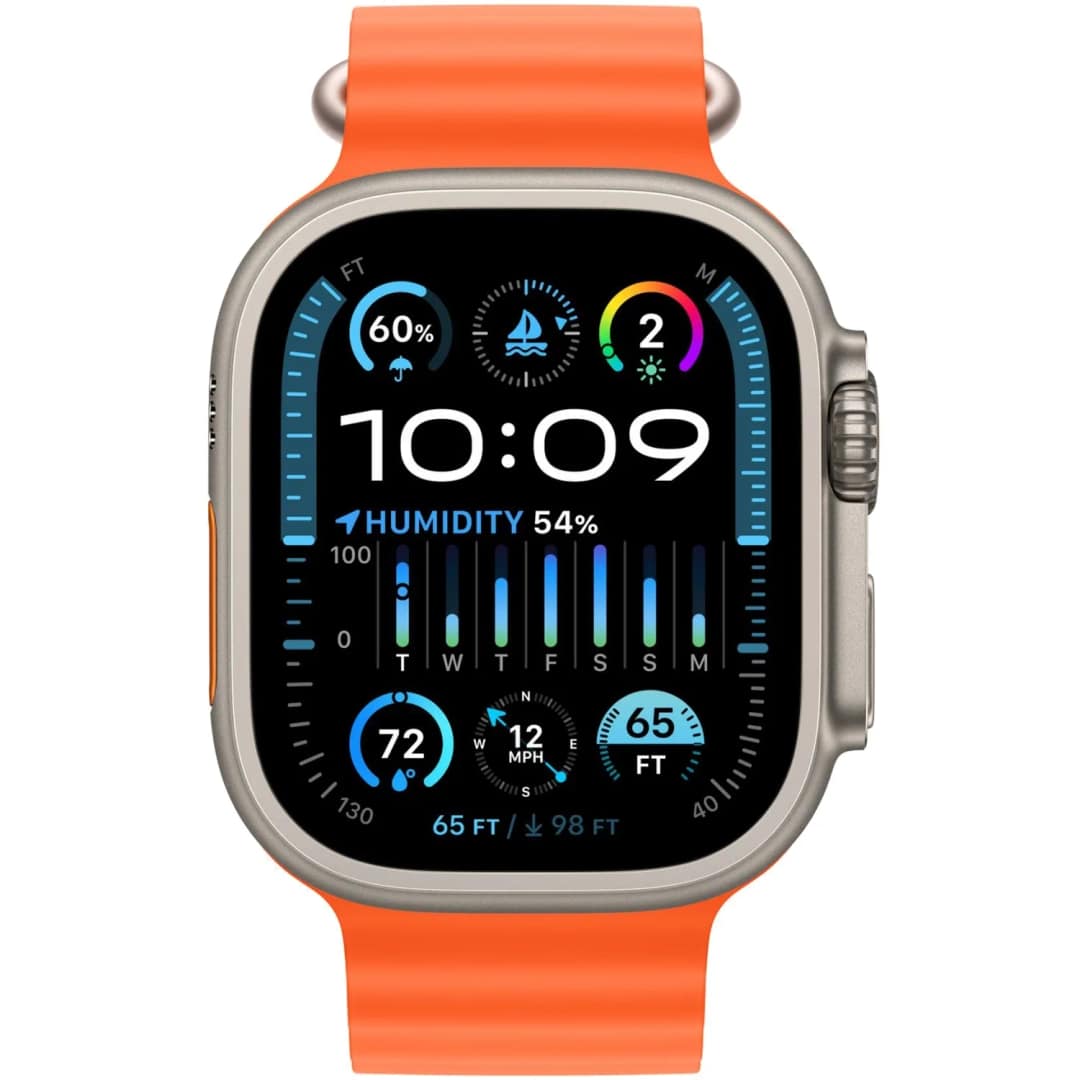 Смарт-часы Apple Watch Ultra 2 49mm Titanium Case with Orange Ocean Band, Оранжевый — фото 3