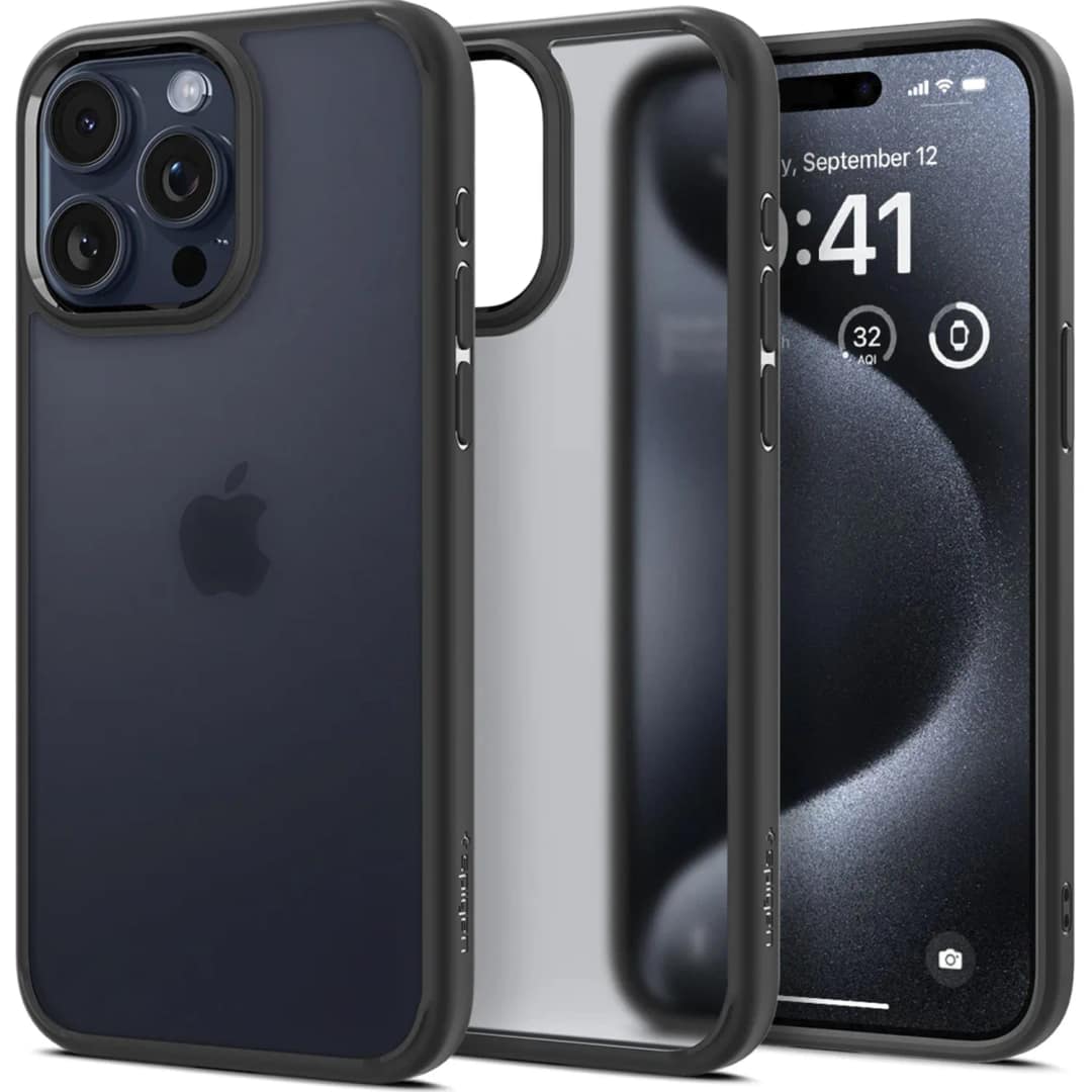 Чехол Spigen Ultra Hyibrid для iPhone 15 Pro Frost Black, Прозрачный тёмный — фото 2