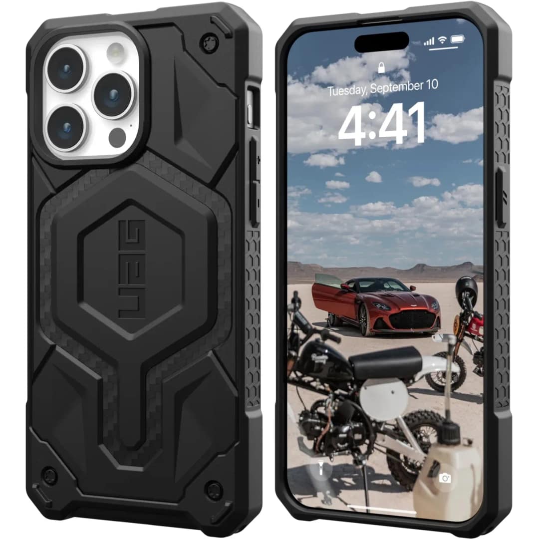 Чехол UAG с поддержкой MagSafe Monarch Pro для iPhone 15 Pro Carbon Fiber, Серый — фото 2