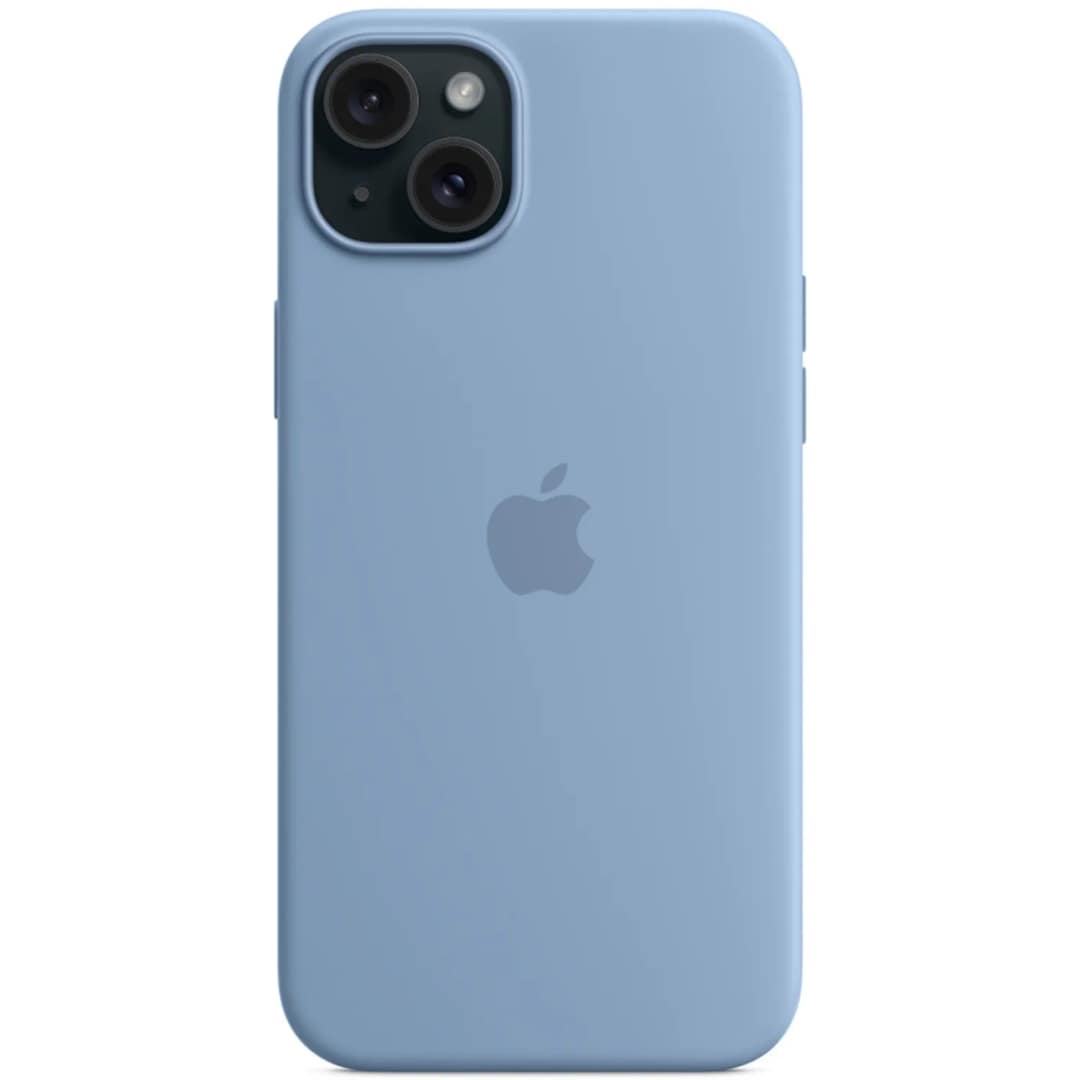 Силиконовый чехол Apple MagSafe для iPhone 15 Plus Winter Blue, Голубой — фото 3