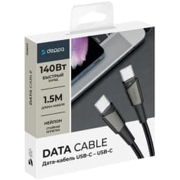 Кабель Deppa USB-C USB-C 140W 1.5m 72527 Black, Черный — фото 3