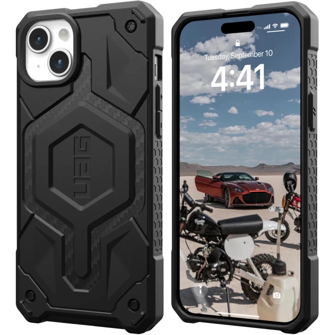 Чехол UAG с поддержкой MagSafe Monarch Pro для iPhone 15 Plus Carbon Fiber, Серый — фото 2
