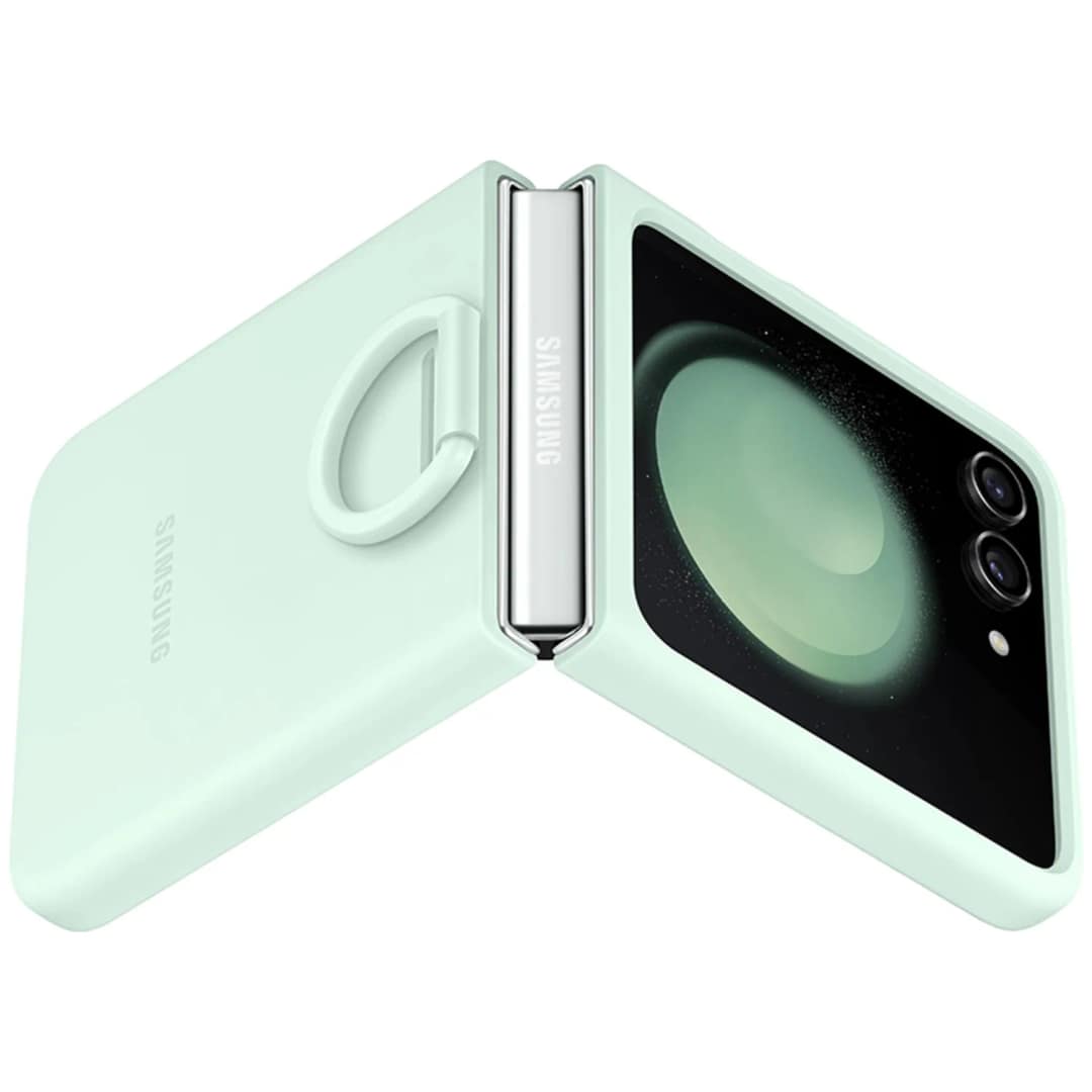 Чехол Samsung Series для Galaxy Z Flip 5 Silicone Case with Ring Mint, Зеленый — фото 2