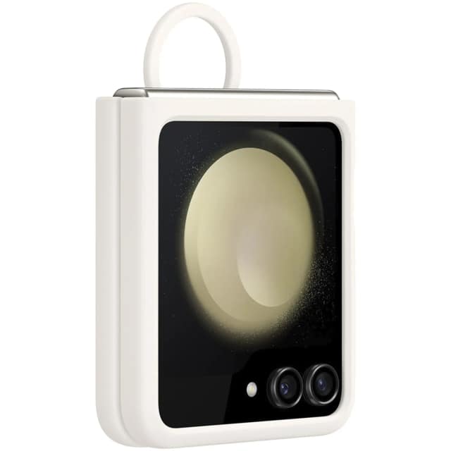 Чехол Samsung Series для Galaxy Z Flip 5 Silicone Case with Ring Creme, Белый