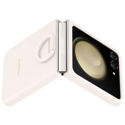 Чехол Samsung Series для Galaxy Z Flip 5 Silicone Case with Ring Creme, Белый — фото 2