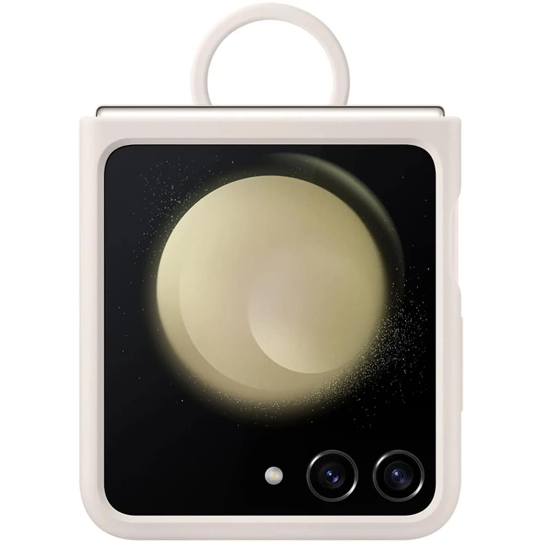 Чехол Samsung Series для Galaxy Z Flip 5 Silicone Case with Ring Creme, Белый — фото 3