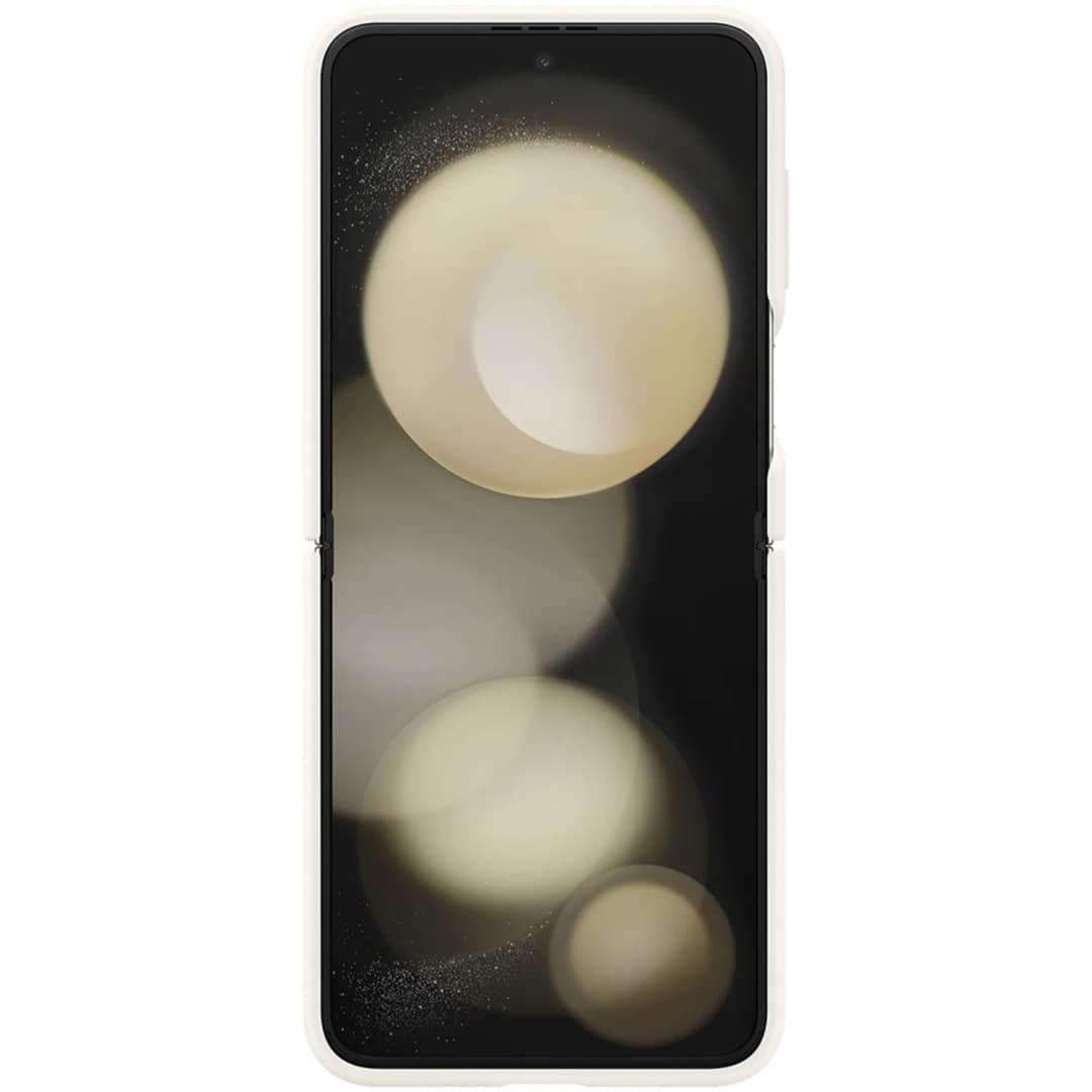 Чехол Samsung Series для Galaxy Z Flip 5 Silicone Case with Ring Creme, Белый — фото 4