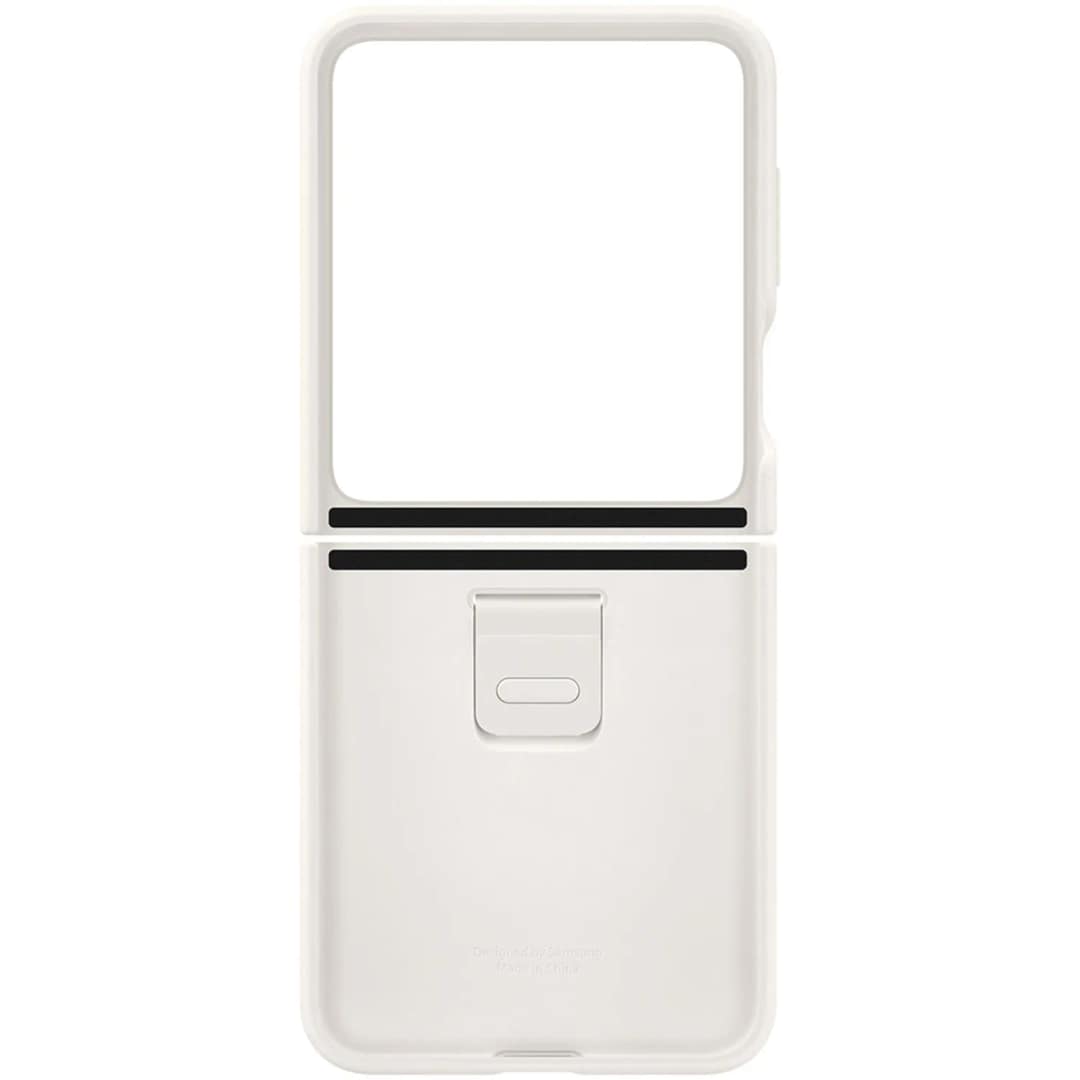 Чехол Samsung Series для Galaxy Z Flip 5 Silicone Case with Ring Creme, Белый — фото 5