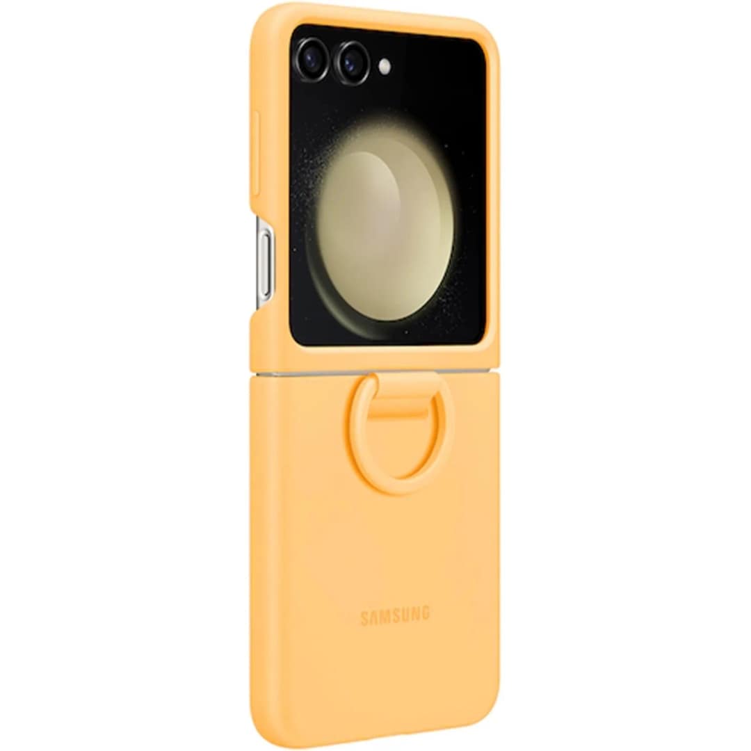 Чехол Samsung Series для Galaxy Z Flip 5 Silicone Case with Ring Apricot, Оранжевый — фото 3