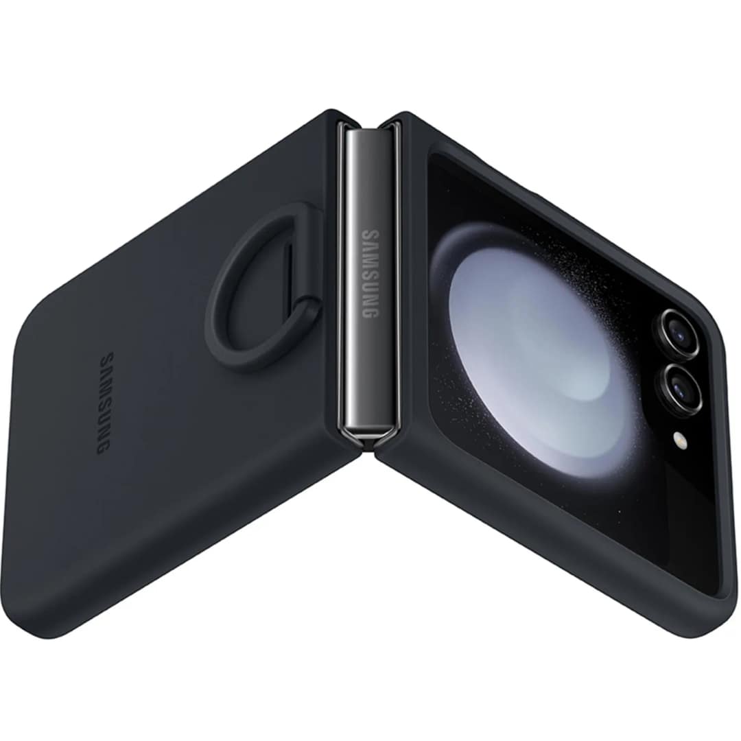 Чехол Samsung Series для Galaxy Z Flip 5 Silicone Case with Ring Indigo, Черный — фото 2