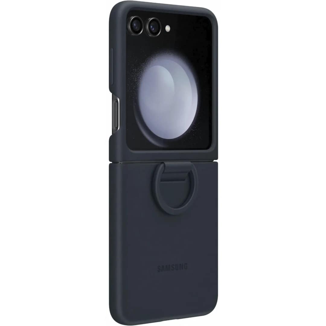 Чехол Samsung Series для Galaxy Z Flip 5 Silicone Case with Ring Indigo, Черный — фото 3