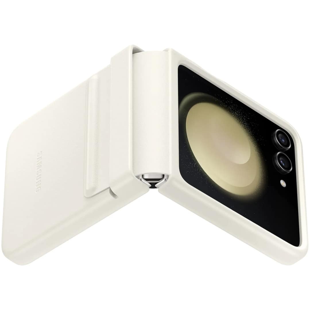 Чехол Samsung Series для Galaxy Z Flip 5 Flap Eco-Leather Case Creme, Белый — фото 2