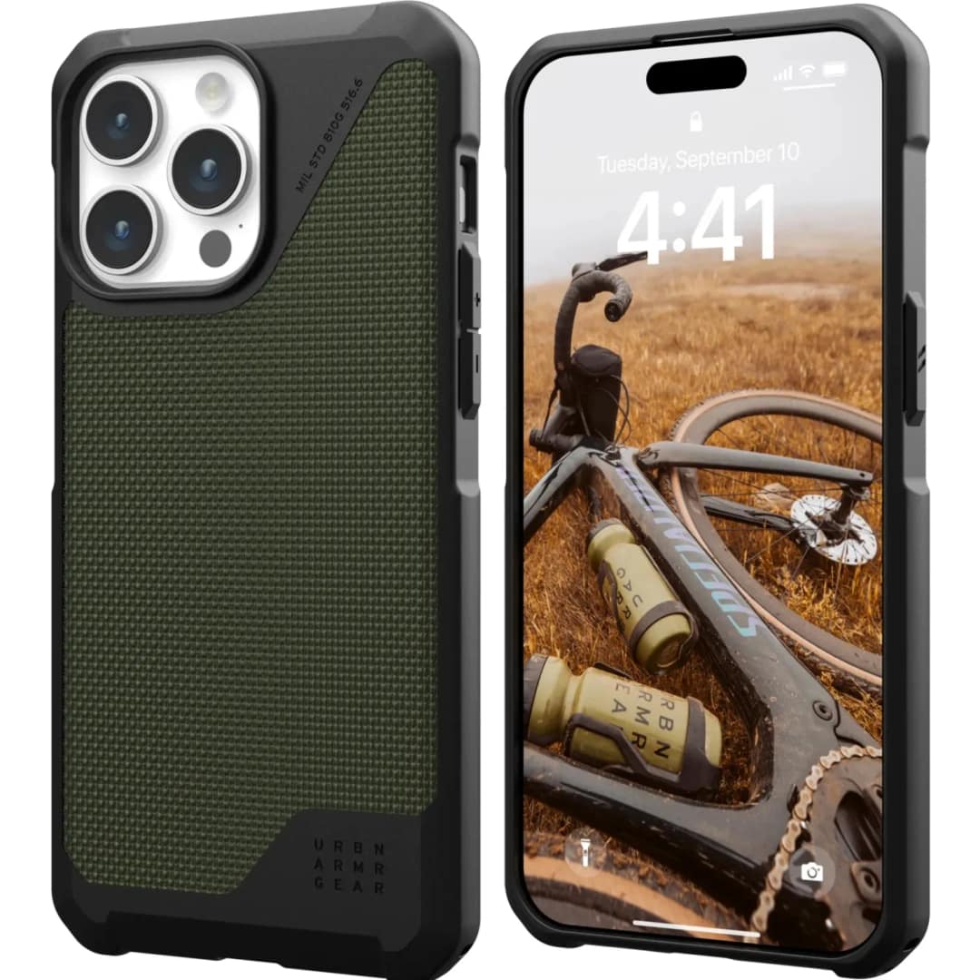 Чехол UAG с поддержкой MagSafe Metropolis LT для iPhone 15 Pro Kevlar Olive, Зеленый — фото 2
