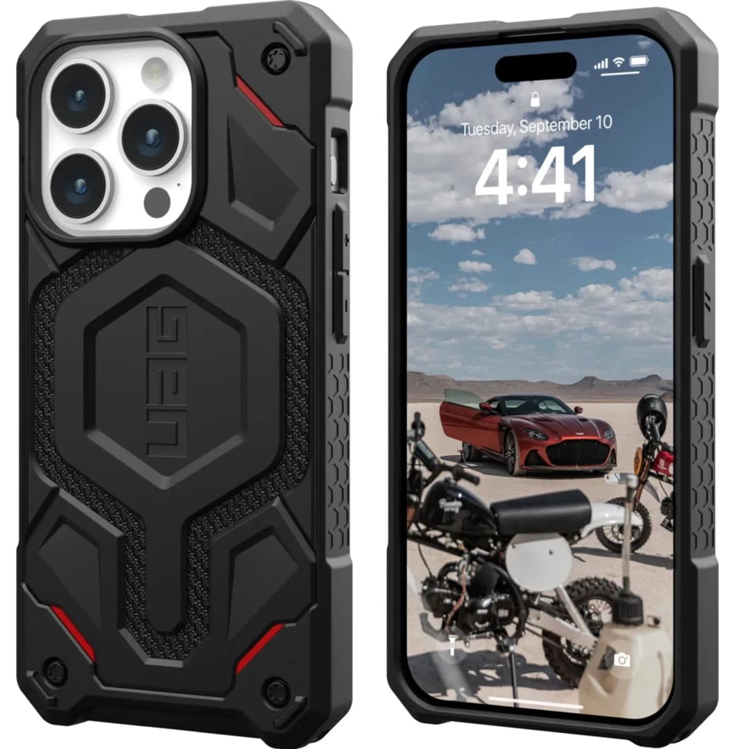 Чехол UAG с поддержкой MagSafe Monarch Pro для iPhone 15 Pro Max Kevlar Black, Черный — фото 2